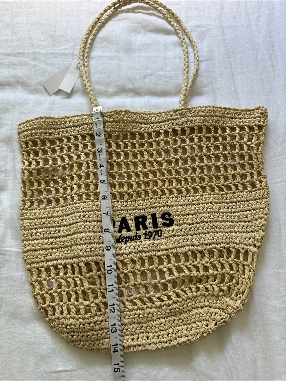H&M Beige Crochet 'PARIS' Logo Tote Bag - Picture 2 of 11
